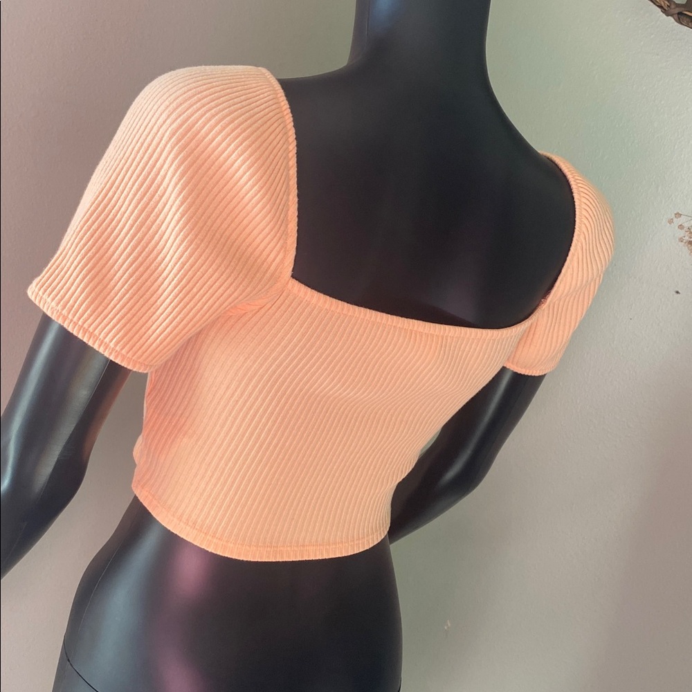 H&M Peach Ribbed Crop Top - Picture 7 of 12